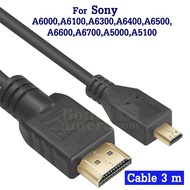 สาย HDMI ยาว 3 ม. ใช้ต่อกล้องโซนี่ A6000,A6100,A6300,A6400,A6500,A6600,A6700,A5000,A5100,ZV-1,ZV-E10