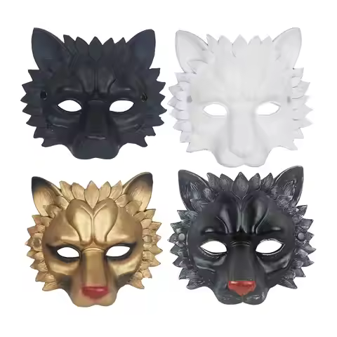 Lion Mask Half Face Decorative Supply Durable 3D for Halloween Masquerade PU Foam Lion Mask Adult Co