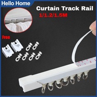 [COD] 1/1.2/1.5M Curtain Track Rail Self Adhesive Door Curtains Cabinet Window Blinds Track Mute Sin