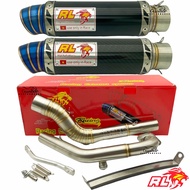RED LEO 100% ORIGINAL EXHAUST OPEN SHORT Y15ZR LC135 BLACK CARBON 32-35-53MM 35-35-53MM 35-38-57MM B