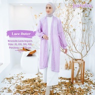 Cardigan Brokat Lace Lengan Balon Korea Garis Luaran Outer Brokat Premium by Kamalin