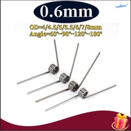 sus304 d0.6mm OD4/4.5/5/5.5/6/7/8mm V-shaped spiral torsion spring angle 60/90/120/180 degrees【CZT-M