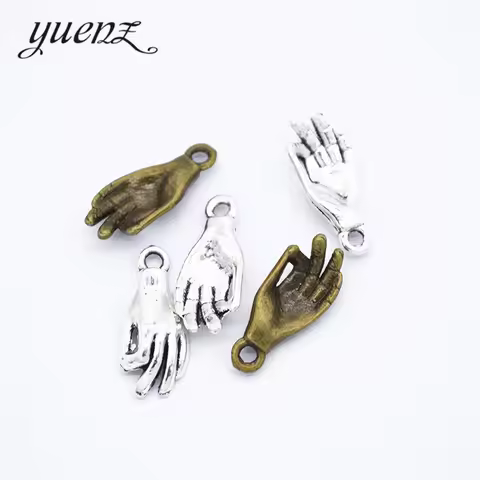 YuenZ 30pcs Antique silver color alloy Metal hand pendant Charms for Jewelry Making Diy Handmade Jew