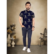 (M To 5XL) Men's Foil Print Cotton Short Sleeve Men's Kurta / Men's Jippa Cotton / Plus Size Jippa / Man's Cotton Shirt