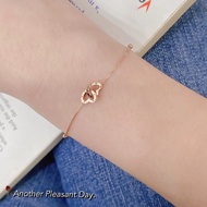 Three-year warranty New Rose Gold 18K Fashion AU750 Fine Jewelry Satellites Double Hearts Bracelet f