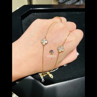 【Pawnable】 (Vca)Van Cleef Van Keyabao Alhambra White Shell Single Flower Bracelet