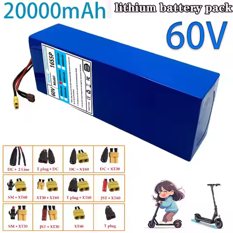 Batterie Au Lithium Pour Moto, Scooter Et Vélo, Moteur Avec BMS, 16S5P, 60V, 20AH, 1000W, 1200W, 150