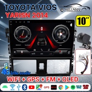 AO TOYOTA VIOS 2014+ YARIS 2013-2017 10 นิ้ว RAM4GB ROM64GB~ROM128GB 2din Android 14.0 เครื่องเสียงร