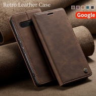 Retro Leather Purse Casing For Google Pixel 8 8A 7 Pro 6Pro 6 5G 2023 Phone Case Luxury Magnetic Car
