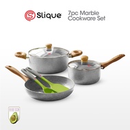 SLIQUE Avotech Marble Non-Stick Cookware Set – Fry Pan, Saucepan & Dutch Oven Induction Base