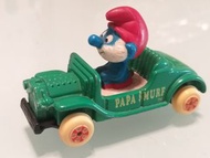 80年代， 懷舊古董中古，超罕有，1982年 香港制造 藍精靈爸爸 金屬車仔1架。Made in Hong Kong 。卡通片，超合金，迪士尼，漢堡神偷，膠公仔