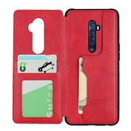 Luxury Card Holder Casing Oppo Reno 2 PU Leather Soft TPU Back Cover Oppo Reno2 Shockproof Case with Lanyard