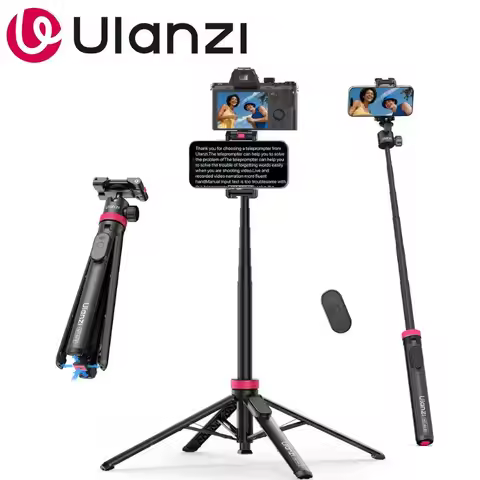 Ulanzi MT-44 B 2-in-1 Selfie Stick Quadpod Tripod with Cold Shoe for Phone Mirrorless Dual Camera Se