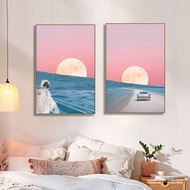 Starry Sky Vaporwave Pink Astronaut Decorative Painting for Live Streaming Room Bedroom Atmosphere G