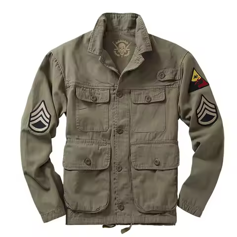 Tactics Jackets Men's Vintage Military Outerwear Multilayer Washed Military Uniform Jacket American 