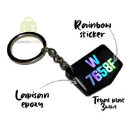 Plate Motor / Plat Motor / Plat kereta - Keychain Rantai Kunci + Epoxy
