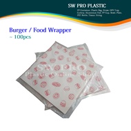 Burger Wrapping Paper / Kertas Burger / Food Wrapper (±100sheets)