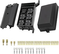 12 Volt Fuse Relay Block with 5Pin JD1914 Relays 4pin RTT7121 Relay Slots 6 ATC/ATO Fuse Holders Rel
