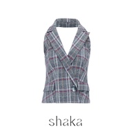 Shaka AW21 Checked Vest เสื้อกั๊ก ปกคล้องคอ เปิดหลัง สไตล์เทเลอ VS-A211109