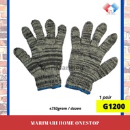 1pair 1200# BELWAY Multipurpose Batik Knitted Cotton Glove Sarung Tangan Kain Teabl G1200 (±750g/doz)