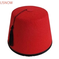 USNOW Felt Fez Cap, Round Moroccan Hat Tarboosh Fez Hat, Costume Accessories Breathable Red Color Ot