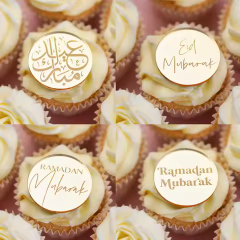 custom 10pcs Eid Cupcake Toppers Eid Mubarak Gift Tags Eid Mubarak gift Cake Topper Decoration Acryl