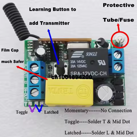 AC 220V 1 CH Relay Mini Receiver 10A Remote Switch Input AC220V Output AC220V Wireless Switch 315/43