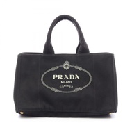 【二手】Prada PRADA 托特包 DENIM CANAPA Canapa 黑/白帆布 Canapa 托特包 大 二手 A