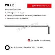 PB Swiss Tools หกเหลี่ยม หัวตัด ยาว ขนาด 0.71 - 22 mm. รุ่น PB 211