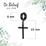 De Beleaf ต่างหูไม้กางเขนแบบหนีบ สแตนเลส สีเงิน/สีดำ ตุ้มหูหนีบ ต่างหูหนีบ ต่างหูแบบหนีบ ต่างหูหนีบผ