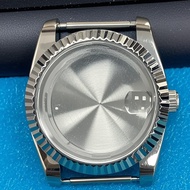 36mm Stainless Steel Watch Case For 8215 2813 8205 8200 Movement Fluted Bezel Mineral Glass Case
