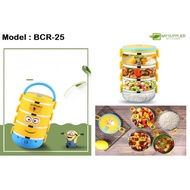 Four Layer Minion Stainless Steel Lunch Box Bekas Makanan Kanak-Kanak L16*W14.5*H25cm