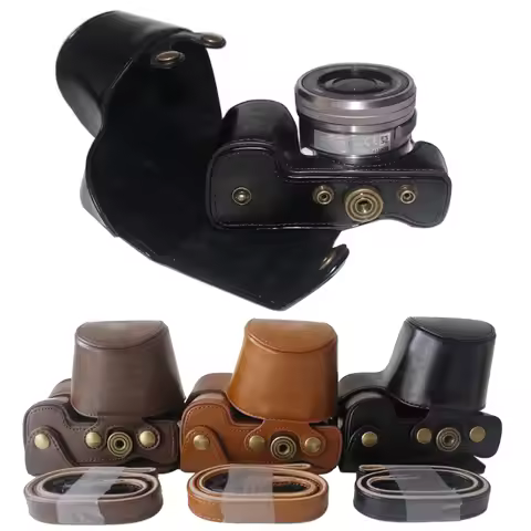 Leather Camera Protect case bag strap for Sony A6100 A6300 A6400 With 16-50mm Lens