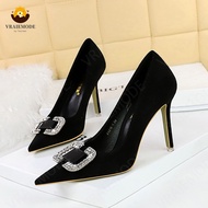 Fashion High-Heeled Shoes Woman Pumps with square crystal buckle Party Ladies High Heels