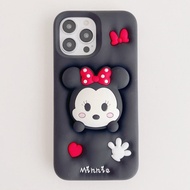 เคสสำหรับ iPhone 12 13 14 15 Pro Max เคส3D ลายการ์ตูนน่ารักมินนี่ซิลิโคนนิ่มเคสสำหรับไอโฟนโทรศัพท์11