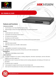 HIKVISION NVR DS-7604NI-K1 HIKVISION 4K NVR 4ch NVR 4POE port