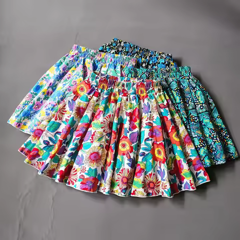 Summer Teenager Girls Swagger Skirts Printing Floral Mini Pleated Skirt for Kids Girl Clothes 12 14 
