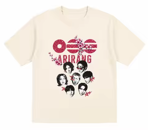 BTS Arirang World Tour Cherry Blossom Seven Members Head Portrait Graphic T Shirt Bangtan Boys Glitt