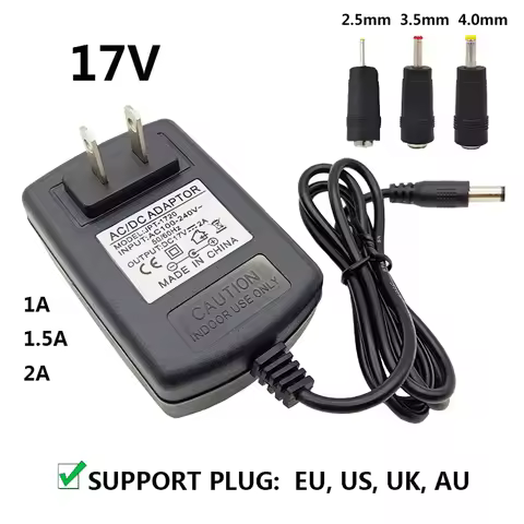 DC17V 17V 2A AC DC Power Supply UK AU Wall Power Adapter AC 100-240V 220V to 17 Volt 1A 1.5A Convert