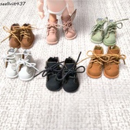 SEALLVIIT 1pair Bjd Doll Shoe, Handmade Black Brown Doll Leather Shoes Boots, DIY Toy PU 1/6 Scale C