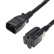 IEC 320 C14 Male Plug to NEMA 5-15R 3 Prong Female PC Power Adapter Cable 18AWG SJT SVT Extension Ca
