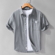 2025 Summer New Style Fashion Striped Shirt Men Short-Sleeved Casual Loose Trendy Loose All-Match Ha