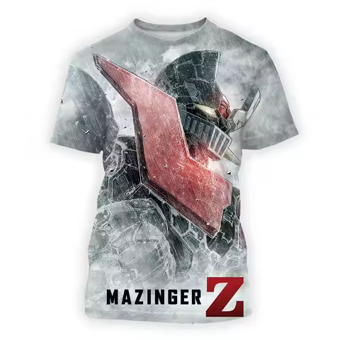 Punk Fashion Streetwear Mazinger z anime movie robot streetwear 3d print t-shirt men's casual t-shir