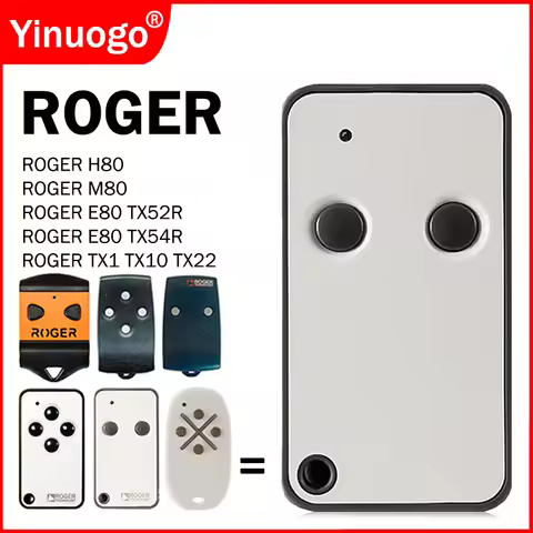 ROGER E80 TX52R TX54R 2 M80 TX44R H80 TX22 TX1 TX10 Garage Door Remote Control 433.92MHz Fixed Code 