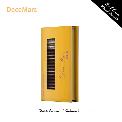 DeceMars Dark Brown Eyelash Extension JBCD Curl 8-15 Mix length Individual Auburn Eyelash Extension 