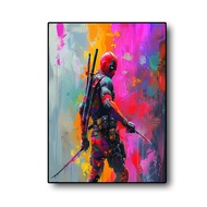 โปสเตอร์ศิลปะติดผนังซูเปอร์ฮีโร่ Deadpool & Wolverine ของ MINISO  - ภาพวาดผ้าใบ HD สำหรับห้องนั่งเล่