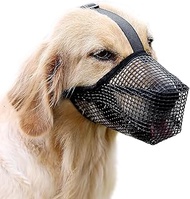 Dog Muzzle, Soft Mesh Muzzle for Medium Large Dogs with Adjustable Strap, Anti Bite Chewing Muzzle f