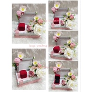 gubahan frame mas kahwin dan bekas cincin (single)-rusty pink silver