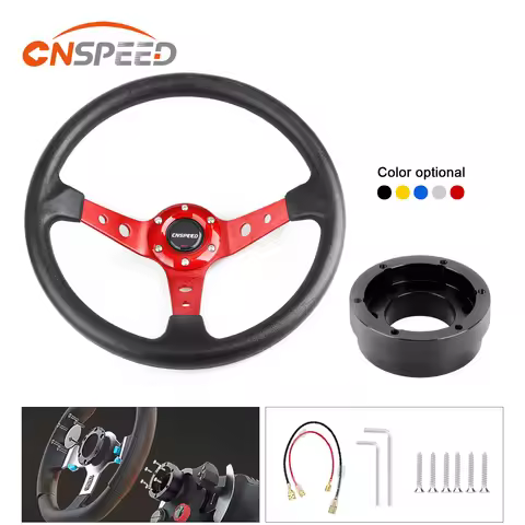 CNSPEED Auto Sport Drifting Steering Wheels 350mm 14inch With Adapter Plate 70mm PCD For Logitech G2