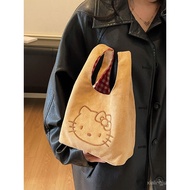 Korean Retro kt Cat Cartoon Small Bag Female Work Daily Handbag Cute Portable Suede Sundries Bag HOO